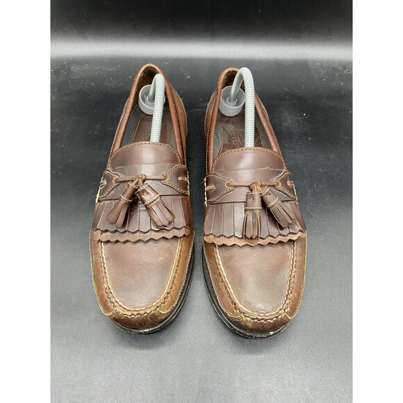 Neil M Classic Mens Size 9D Brown 2 Tone Leather Tassel Slip on Loafer 382002 - Picture 3 of 7